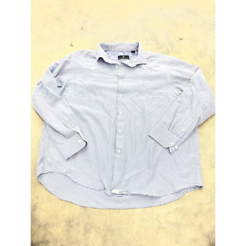 Hart Schaffner Marx Shirt Men XL Blue & White Check Pattern Business Casual